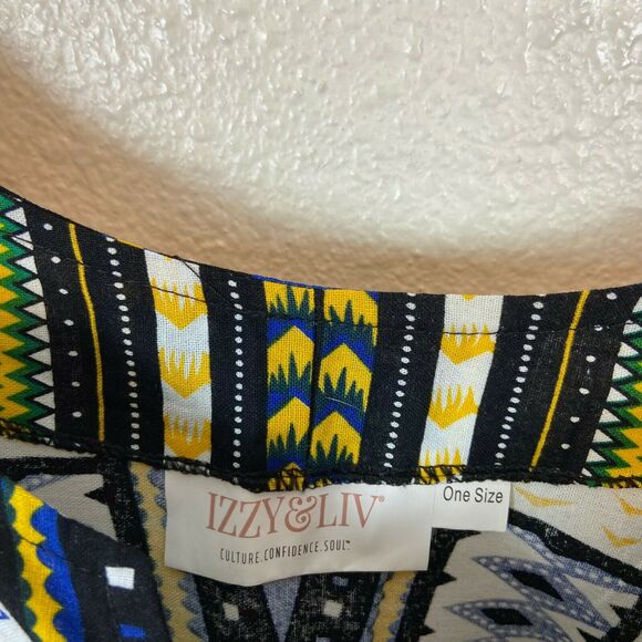 Dashiki T Shirt Izzy & Liv Men's Multicolor Short Sleeve African Traditional OS - Picture 5 of 13